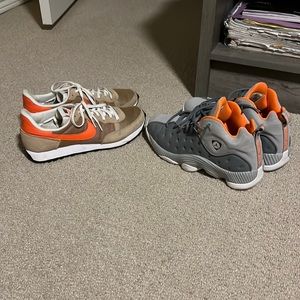 Grey are size 8.5 and khaki are size 9.